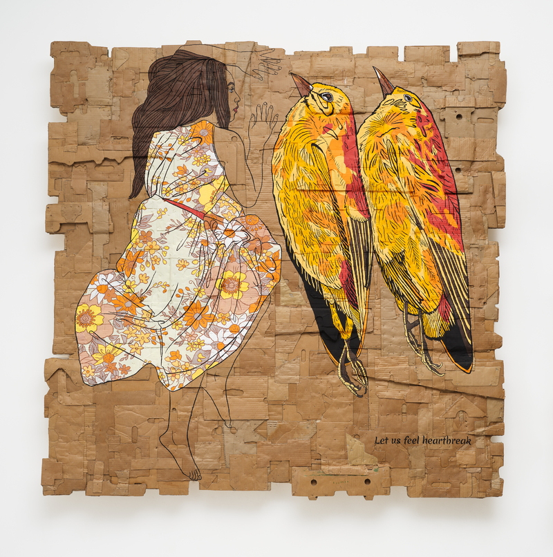 Andrea Bowers (American, b. 1965), Let Us Feel Heartbreak (Quote by Deena Metzger; Bird: Maui Akepa, Declared Extinct October 2021), from the series Eco Grief Extinction, 2022